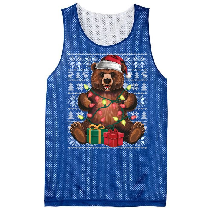 Xmas Style Ugly Santa Hat Grizzly Bear Christmas Gift Mesh Reversible Basketball Jersey Tank