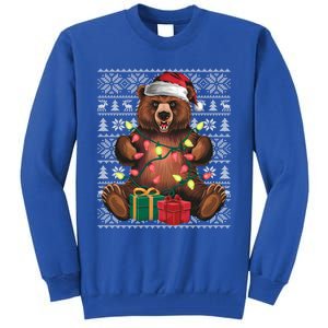 Xmas Style Ugly Santa Hat Grizzly Bear Christmas Gift Tall Sweatshirt