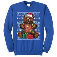 Xmas Style Ugly Santa Hat Grizzly Bear Christmas Gift Tall Sweatshirt