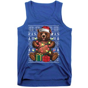 Xmas Style Ugly Santa Hat Grizzly Bear Christmas Gift Tank Top