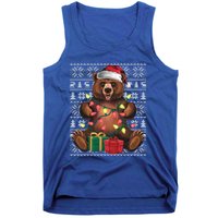 Xmas Style Ugly Santa Hat Grizzly Bear Christmas Gift Tank Top