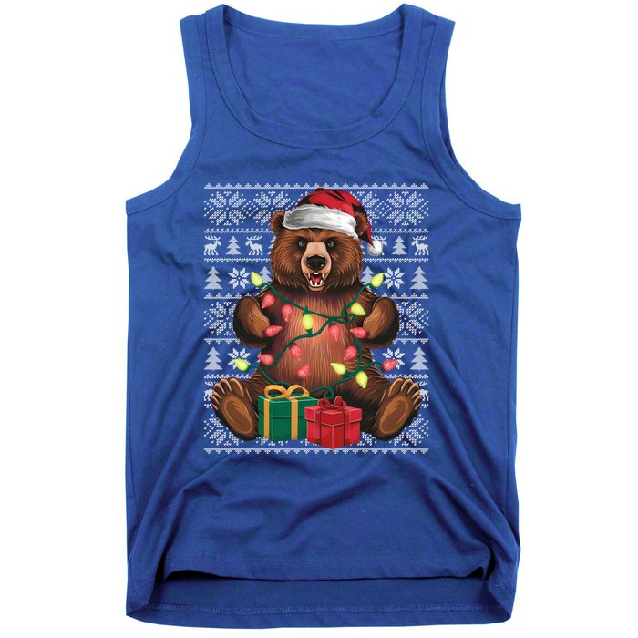 Xmas Style Ugly Santa Hat Grizzly Bear Christmas Gift Tank Top