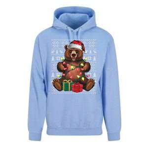 Xmas Style Ugly Santa Hat Grizzly Bear Christmas Gift Unisex Surf Hoodie