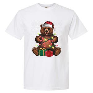 Xmas Style Ugly Santa Hat Grizzly Bear Christmas Gift Garment-Dyed Heavyweight T-Shirt