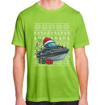 Xmas Style Ugly Santa Hat Jet Boat Christmas Gift Adult ChromaSoft Performance T-Shirt