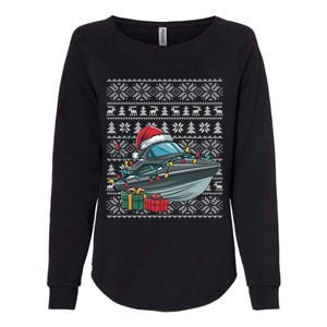 Xmas Style Ugly Santa Hat Jet Boat Christmas Gift Womens California Wash Sweatshirt