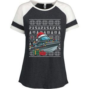 Xmas Style Ugly Santa Hat Jet Boat Christmas Gift Enza Ladies Jersey Colorblock Tee