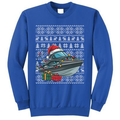 Xmas Style Ugly Santa Hat Jet Boat Christmas Gift Sweatshirt