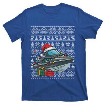 Xmas Style Ugly Santa Hat Jet Boat Christmas Gift T-Shirt