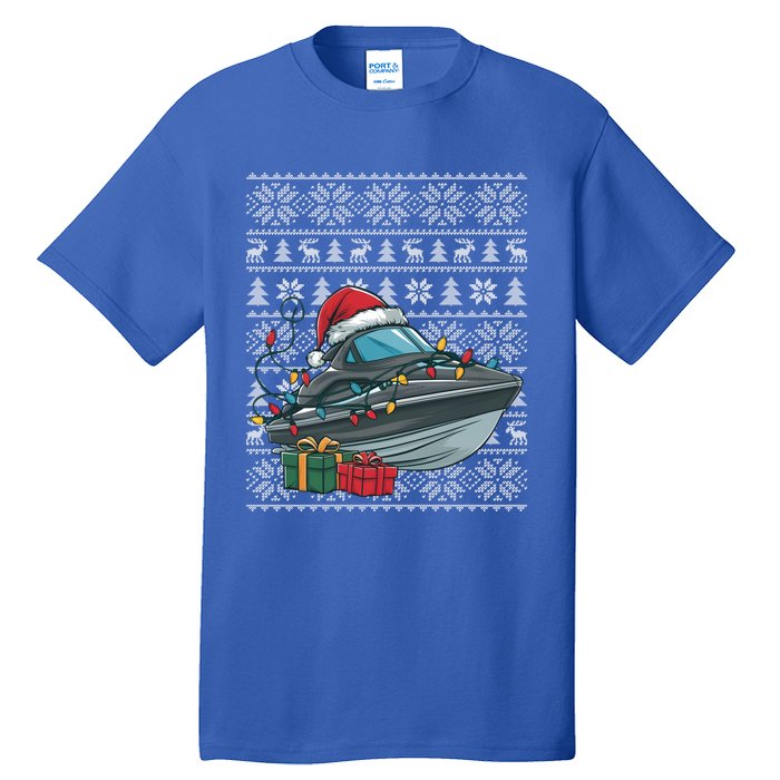 Xmas Style Ugly Santa Hat Jet Boat Christmas Gift Tall T-Shirt