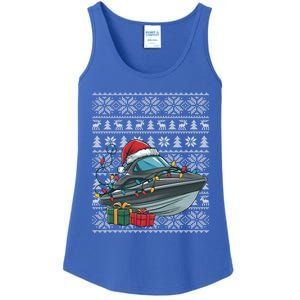 Xmas Style Ugly Santa Hat Jet Boat Christmas Gift Ladies Essential Tank