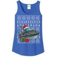 Xmas Style Ugly Santa Hat Jet Boat Christmas Gift Ladies Essential Tank