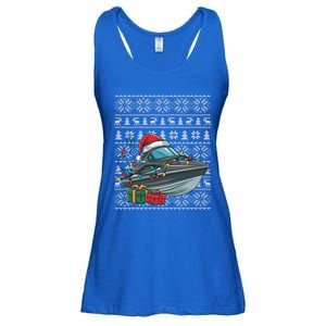 Xmas Style Ugly Santa Hat Jet Boat Christmas Gift Ladies Essential Flowy Tank