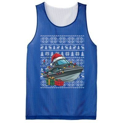 Xmas Style Ugly Santa Hat Jet Boat Christmas Gift Mesh Reversible Basketball Jersey Tank