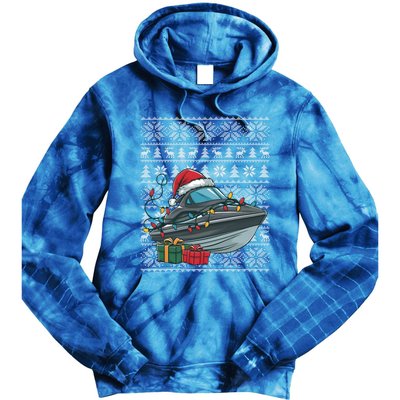 Xmas Style Ugly Santa Hat Jet Boat Christmas Gift Tie Dye Hoodie