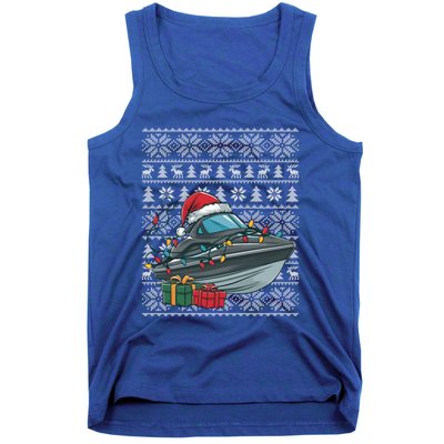 Xmas Style Ugly Santa Hat Jet Boat Christmas Gift Tank Top