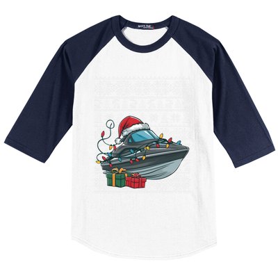 Xmas Style Ugly Santa Hat Jet Boat Christmas Gift Baseball Sleeve Shirt