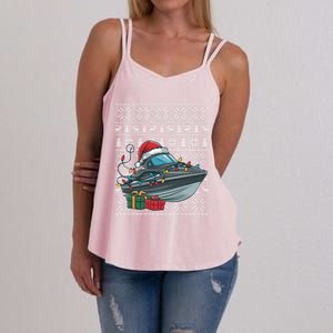 Xmas Style Ugly Santa Hat Jet Boat Christmas Gift Women's Strappy Tank