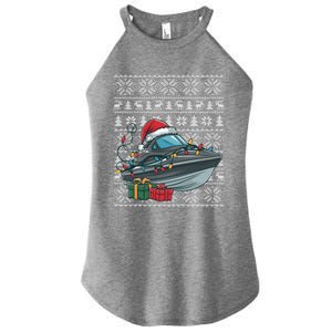 Xmas Style Ugly Santa Hat Jet Boat Christmas Gift Women's Perfect Tri Rocker Tank