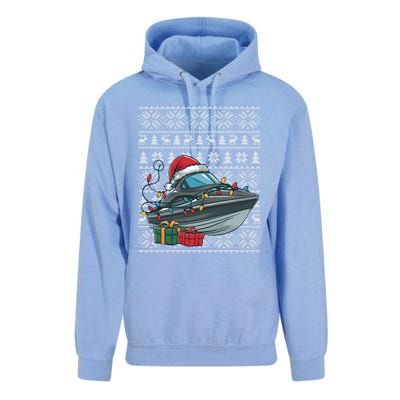 Xmas Style Ugly Santa Hat Jet Boat Christmas Gift Unisex Surf Hoodie