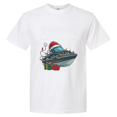 Xmas Style Ugly Santa Hat Jet Boat Christmas Gift Garment-Dyed Heavyweight T-Shirt