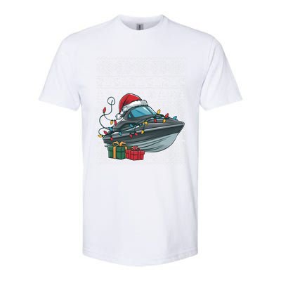 Xmas Style Ugly Santa Hat Jet Boat Christmas Gift Softstyle CVC T-Shirt