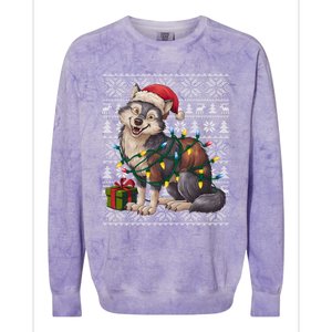 Xmas Style Ugly Santa Hat Wolf Christmas Cute Gift Colorblast Crewneck Sweatshirt