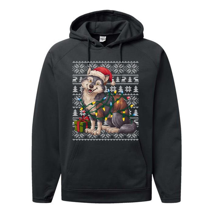 Xmas Style Ugly Santa Hat Wolf Christmas Cute Gift Performance Fleece Hoodie