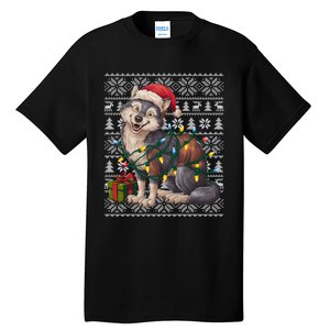 Xmas Style Ugly Santa Hat Wolf Christmas Cute Gift Tall T-Shirt