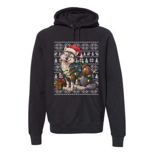 Xmas Style Ugly Santa Hat Wolf Christmas Cute Gift Premium Hoodie