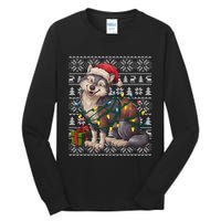 Xmas Style Ugly Santa Hat Wolf Christmas Cute Gift Tall Long Sleeve T-Shirt