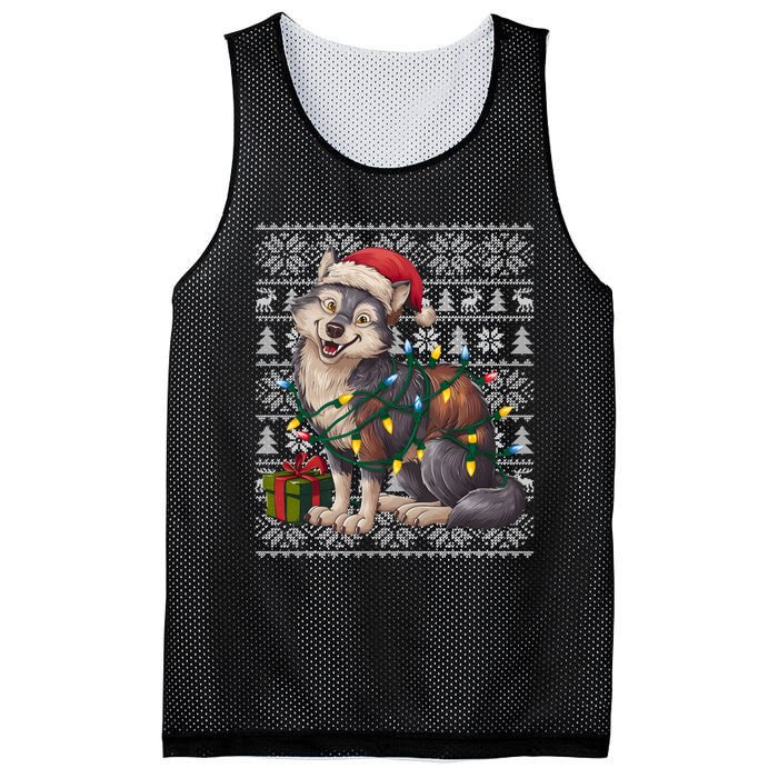 Xmas Style Ugly Santa Hat Wolf Christmas Cute Gift Mesh Reversible Basketball Jersey Tank