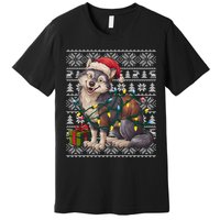 Xmas Style Ugly Santa Hat Wolf Christmas Cute Gift Premium T-Shirt