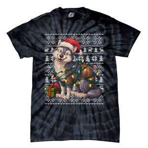 Xmas Style Ugly Santa Hat Wolf Christmas Cute Gift Tie-Dye T-Shirt