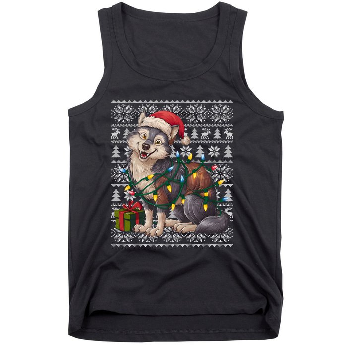 Xmas Style Ugly Santa Hat Wolf Christmas Cute Gift Tank Top