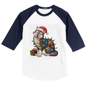 Xmas Style Ugly Santa Hat Wolf Christmas Cute Gift Baseball Sleeve Shirt