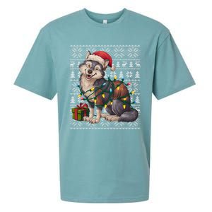 Xmas Style Ugly Santa Hat Wolf Christmas Cute Gift Sueded Cloud Jersey T-Shirt