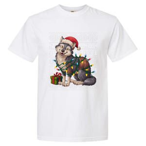 Xmas Style Ugly Santa Hat Wolf Christmas Cute Gift Garment-Dyed Heavyweight T-Shirt