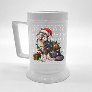 Xmas Style Ugly Santa Hat Wolf Christmas Cute Gift Beer Stein