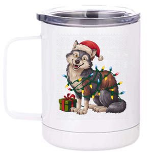 Xmas Style Ugly Santa Hat Wolf Christmas Cute Gift 12 oz Stainless Steel Tumbler Cup