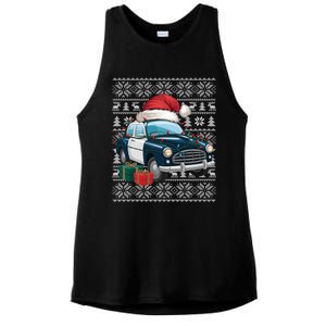 Xmas Style Ugly Santa Hat Police Car Christmas Gift Ladies PosiCharge Tri-Blend Wicking Tank