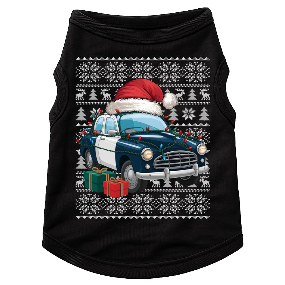 Xmas Style Ugly Santa Hat Police Car Christmas Gift Doggie Tank