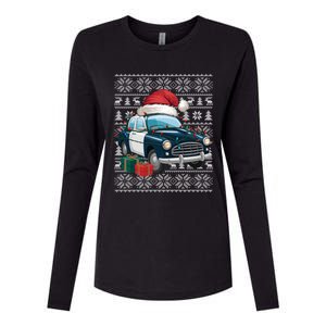 Xmas Style Ugly Santa Hat Police Car Christmas Gift Womens Cotton Relaxed Long Sleeve T-Shirt