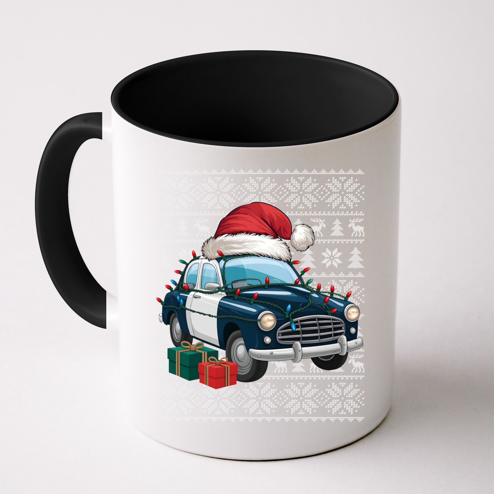 Xmas Style Ugly Santa Hat Police Car Christmas Gift Mug