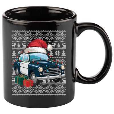 Xmas Style Ugly Santa Hat Police Car Christmas Gift 11oz C Handle Ceramic Mug
