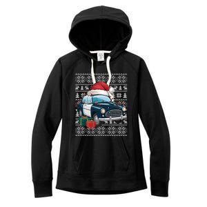 Xmas Style Ugly Santa Hat Police Car Christmas Gift Women's Fleece Hoodie