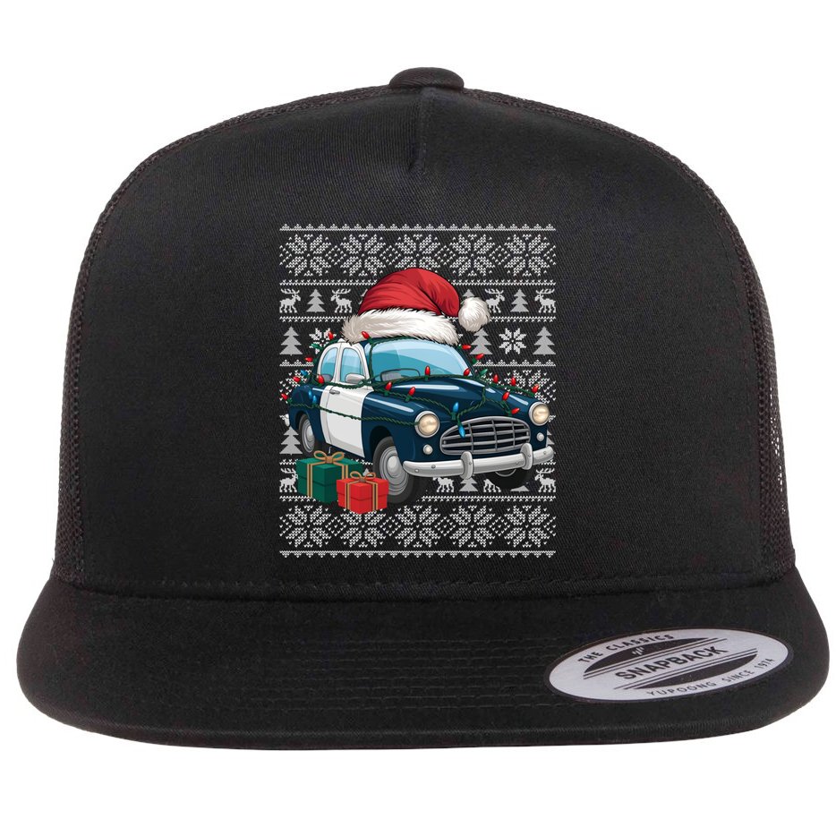Xmas Style Ugly Santa Hat Police Car Christmas Gift Flat Bill Trucker Hat