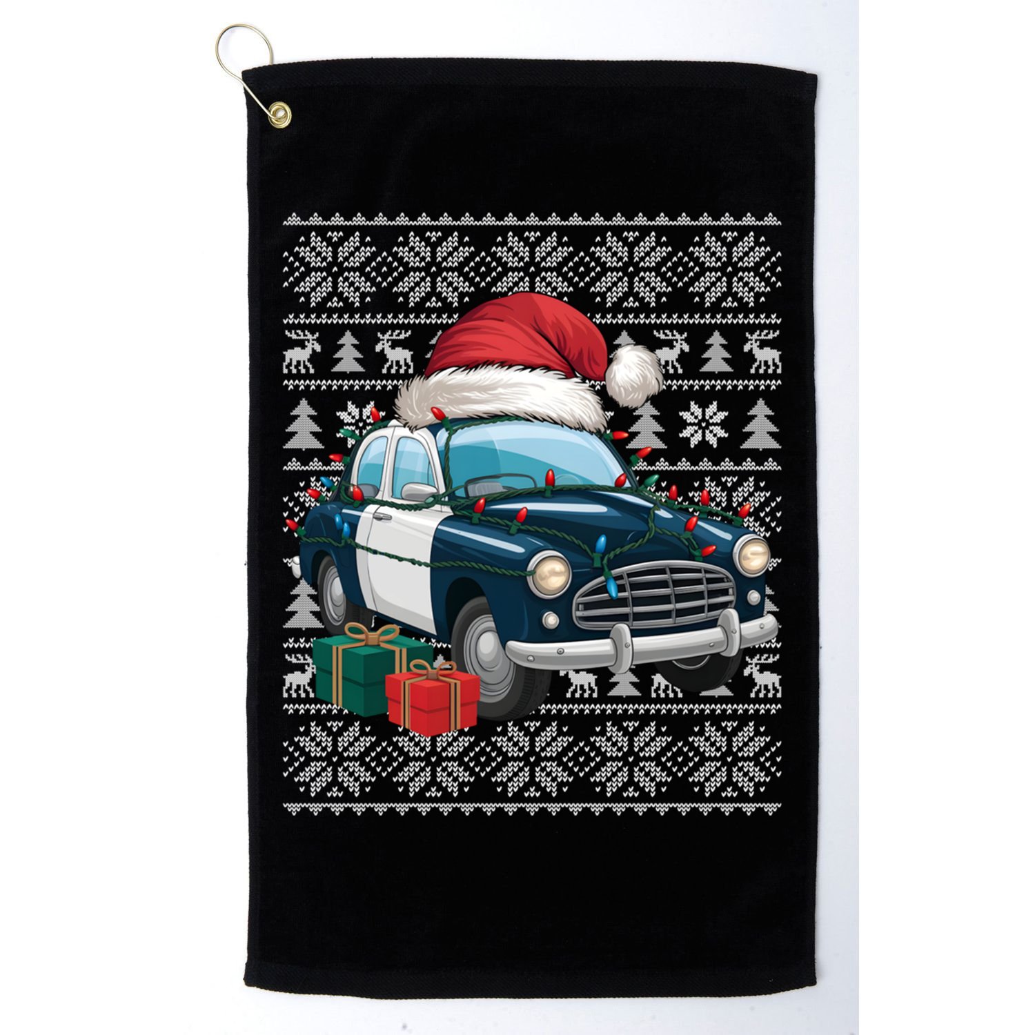 Xmas Style Ugly Santa Hat Police Car Christmas Gift Golf Towel