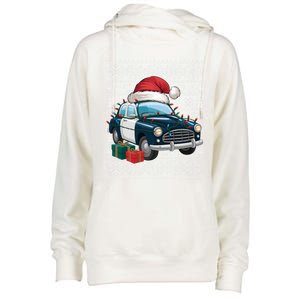 Xmas Style Ugly Santa Hat Police Car Christmas Gift Womens Funnel Neck Pullover Hood