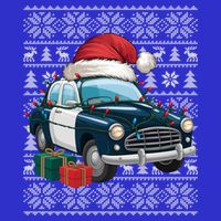 Xmas Style Ugly Santa Hat Police Car Christmas Gift Tall T-Shirt